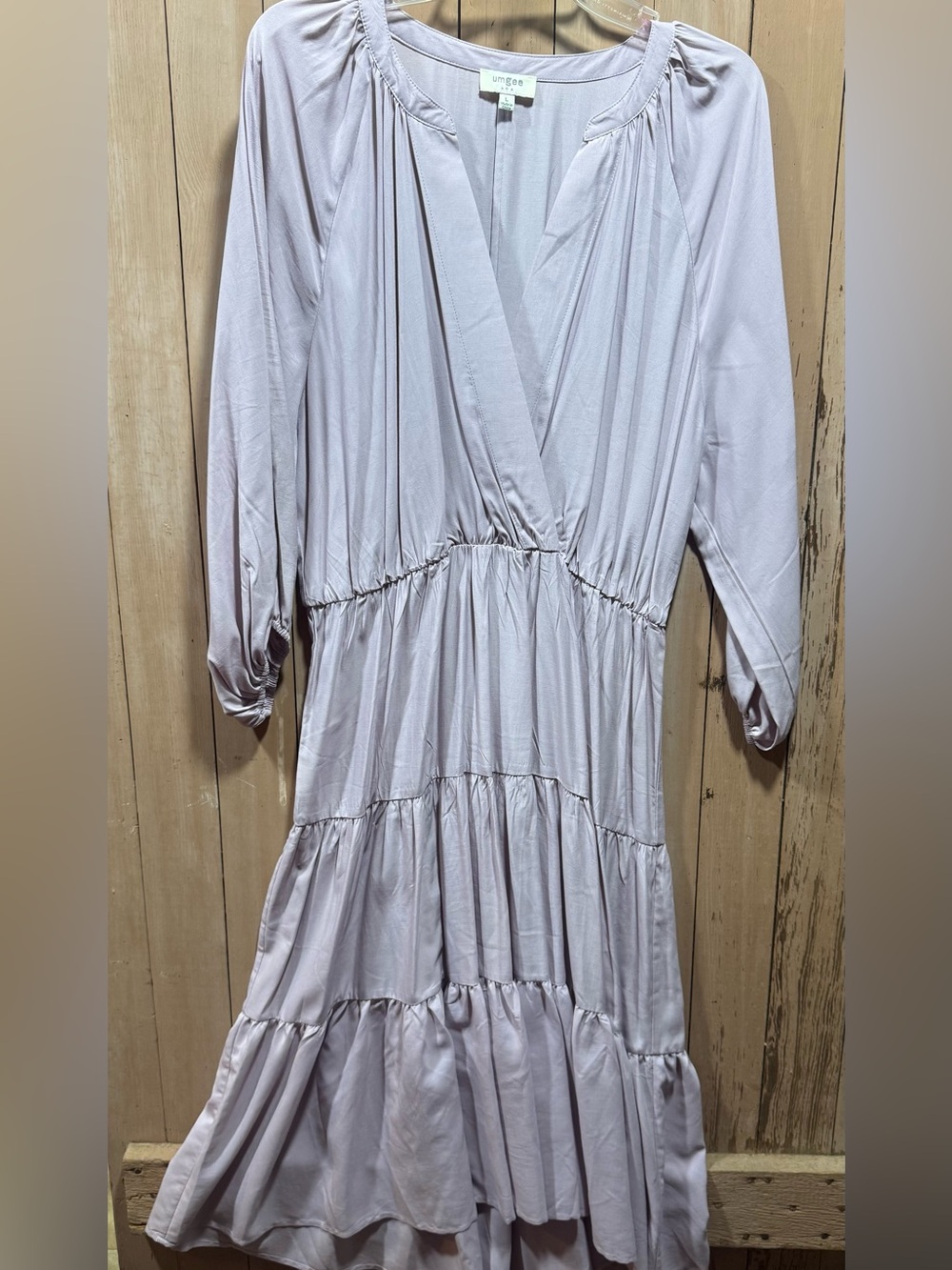 NWOT Umgee Lavender Tiered Long-Sleeve V-Neck Dress